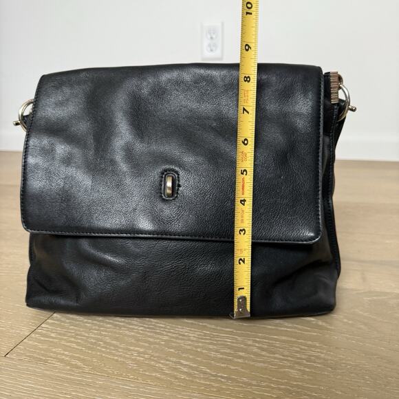 Vince Camuto Black Pebbled Leather Snap & Zip Shoulder Bag Purse - Picture 6 of 13